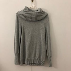 Grey draped turtleneck sweater